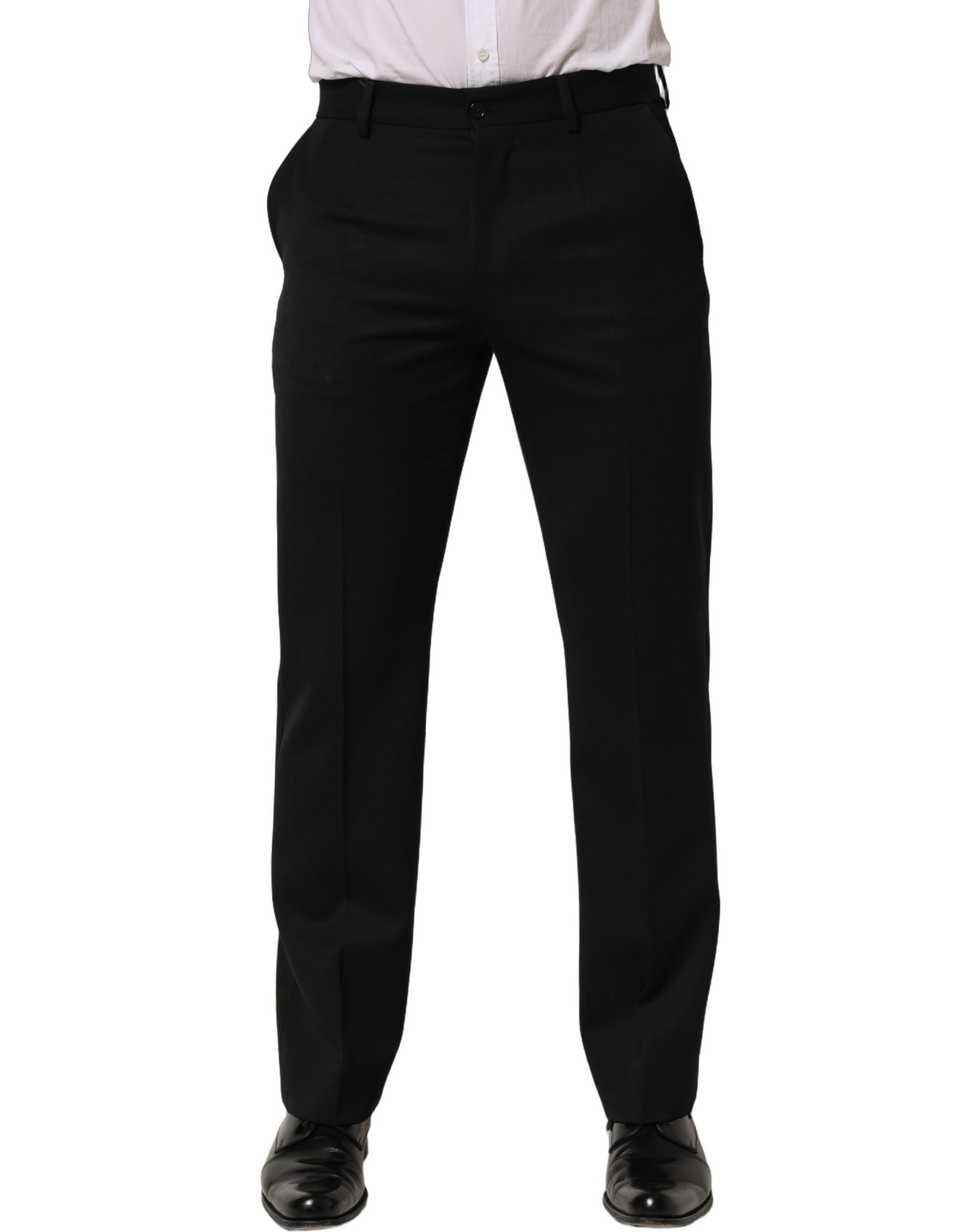 Dolce & Gabbana Black Wool Tapered Men’s Dress Trouser Pants