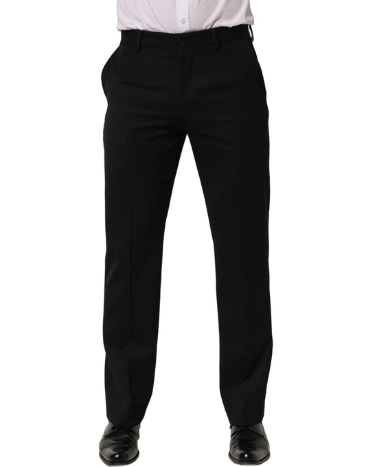 Dolce & Gabbana Black Wool Tapered Men’s Dress Trouser Pants