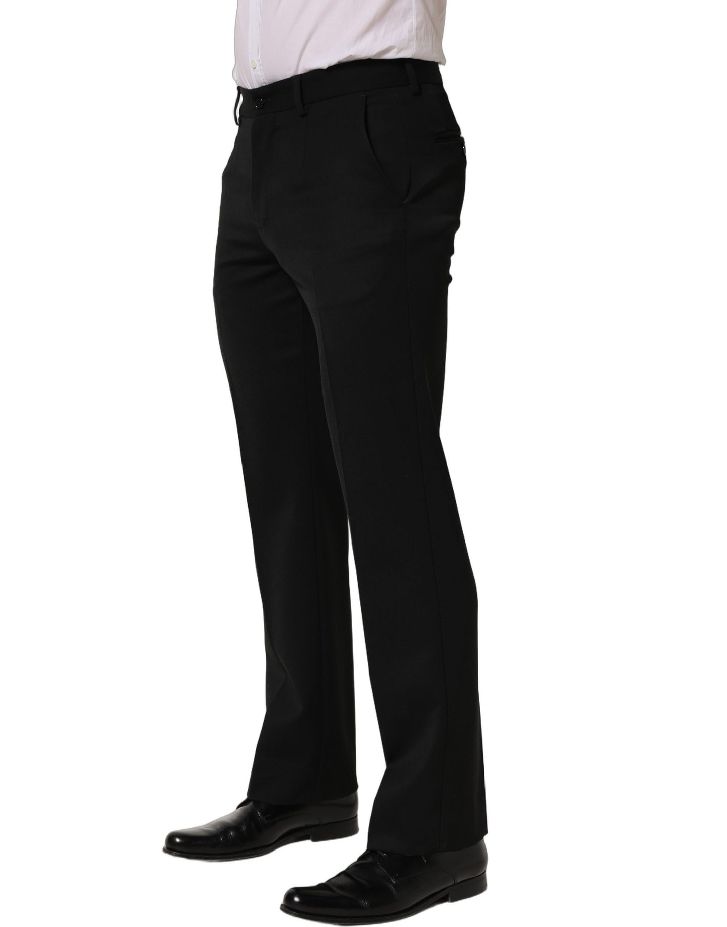 Dolce & Gabbana Black Wool Tapered Men’s Dress Trouser Pants