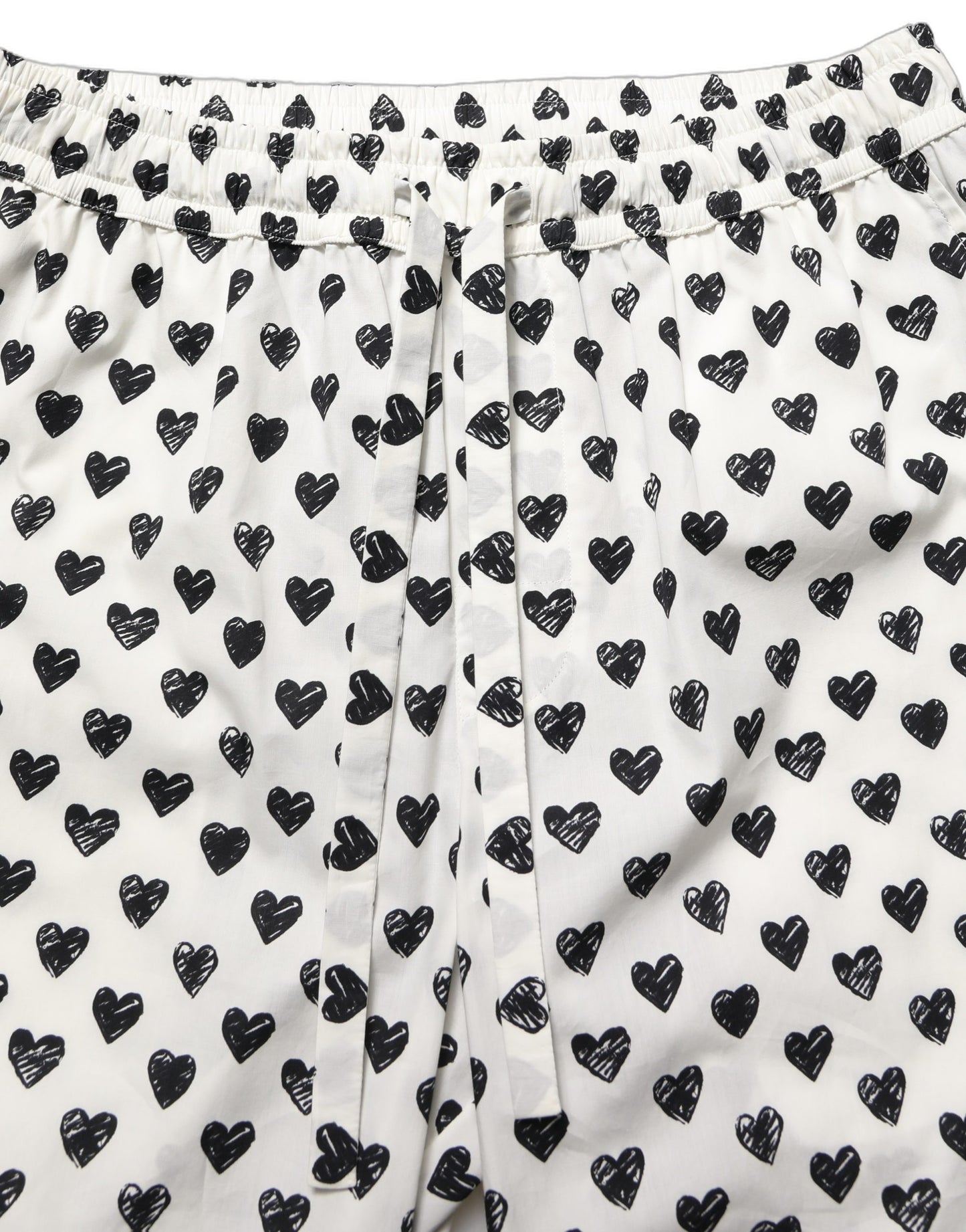 Dolce & Gabbana White Graphic Heart Print Men Trousers