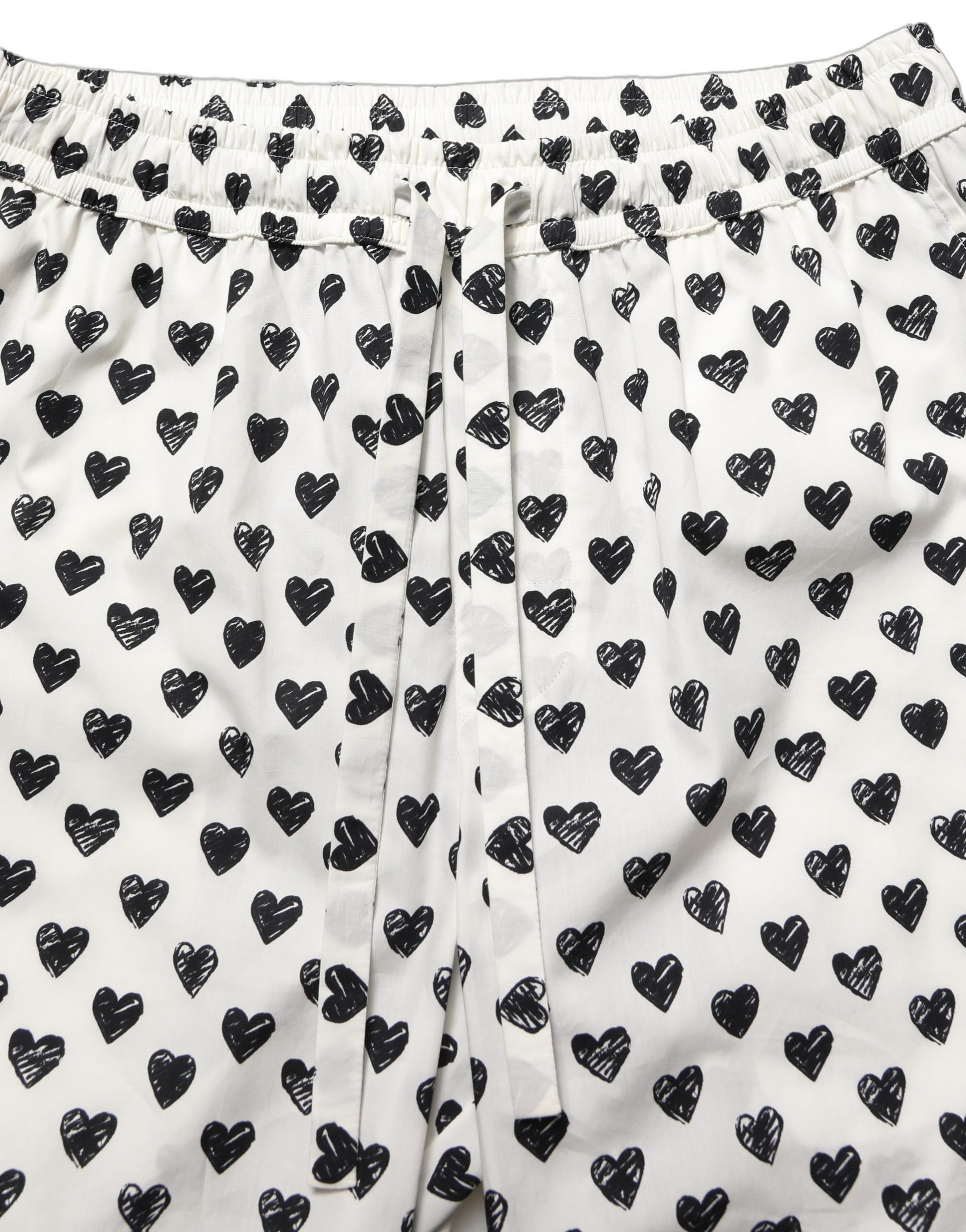 Dolce & Gabbana White Graphic Heart Print Men Trousers