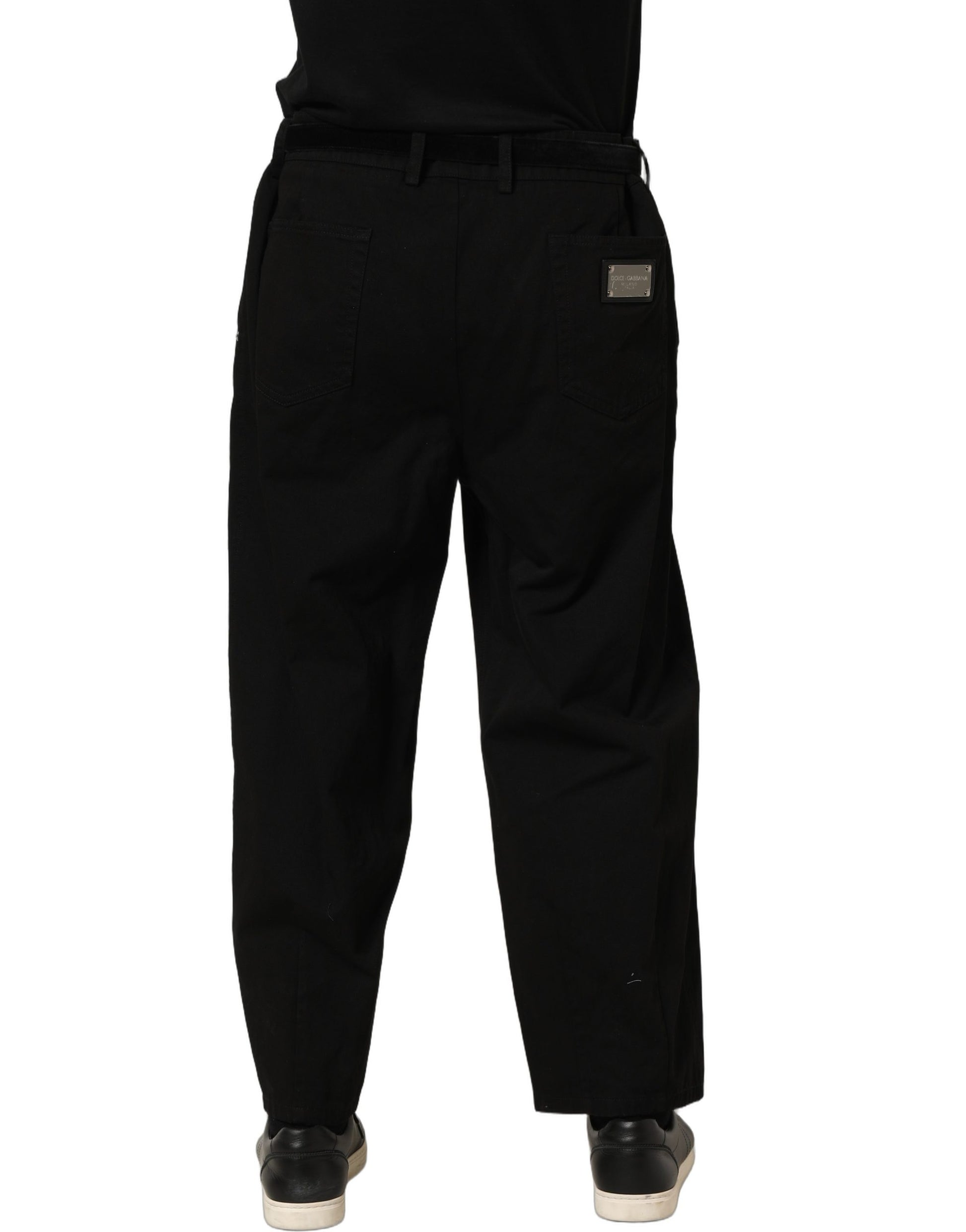 Dolce & Gabbana Black Mid Waist Straight Men Trouser Pants