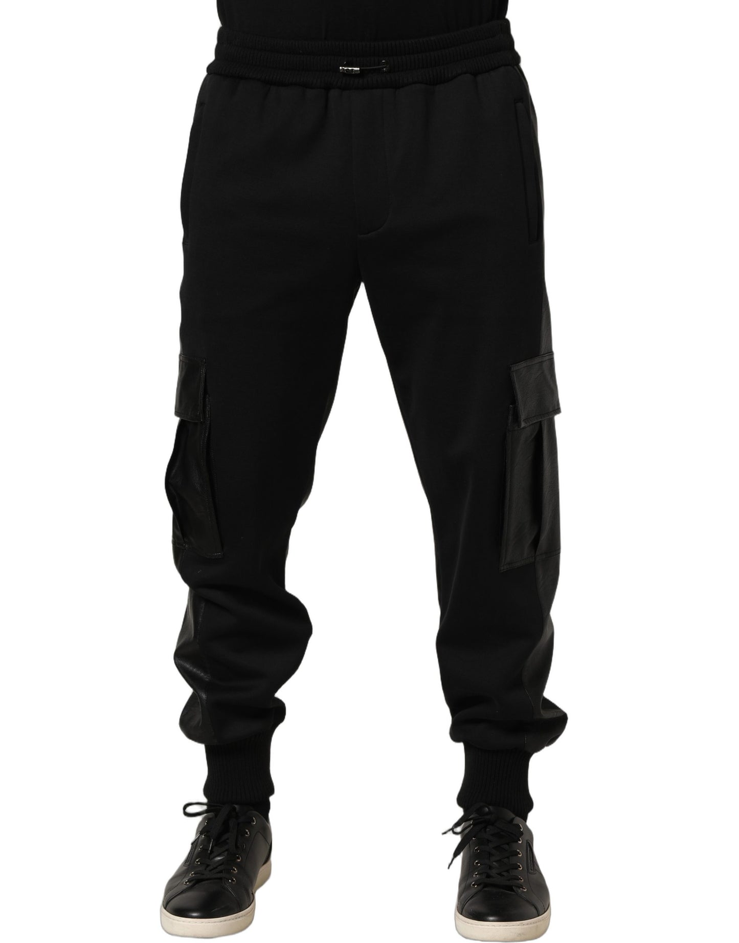 Dolce & Gabbana Black Mid Waist Cargo Jogger Sweatpants