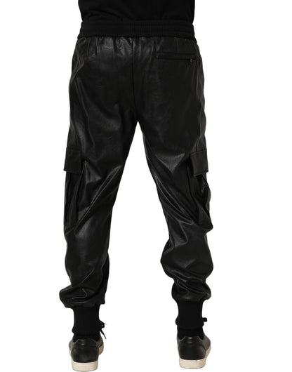Dolce & Gabbana Black Mid Waist Cargo Jogger Sweatpants