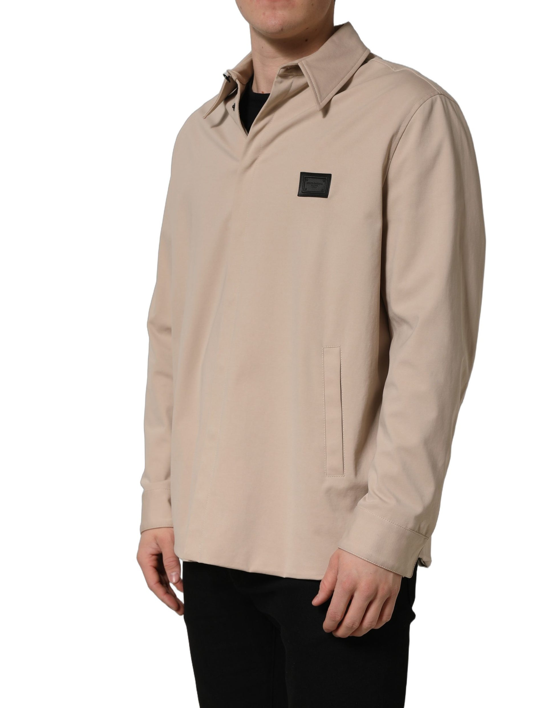 Dolce & Gabbana Beige Logo Overshirt - Elevated Casual Elegance