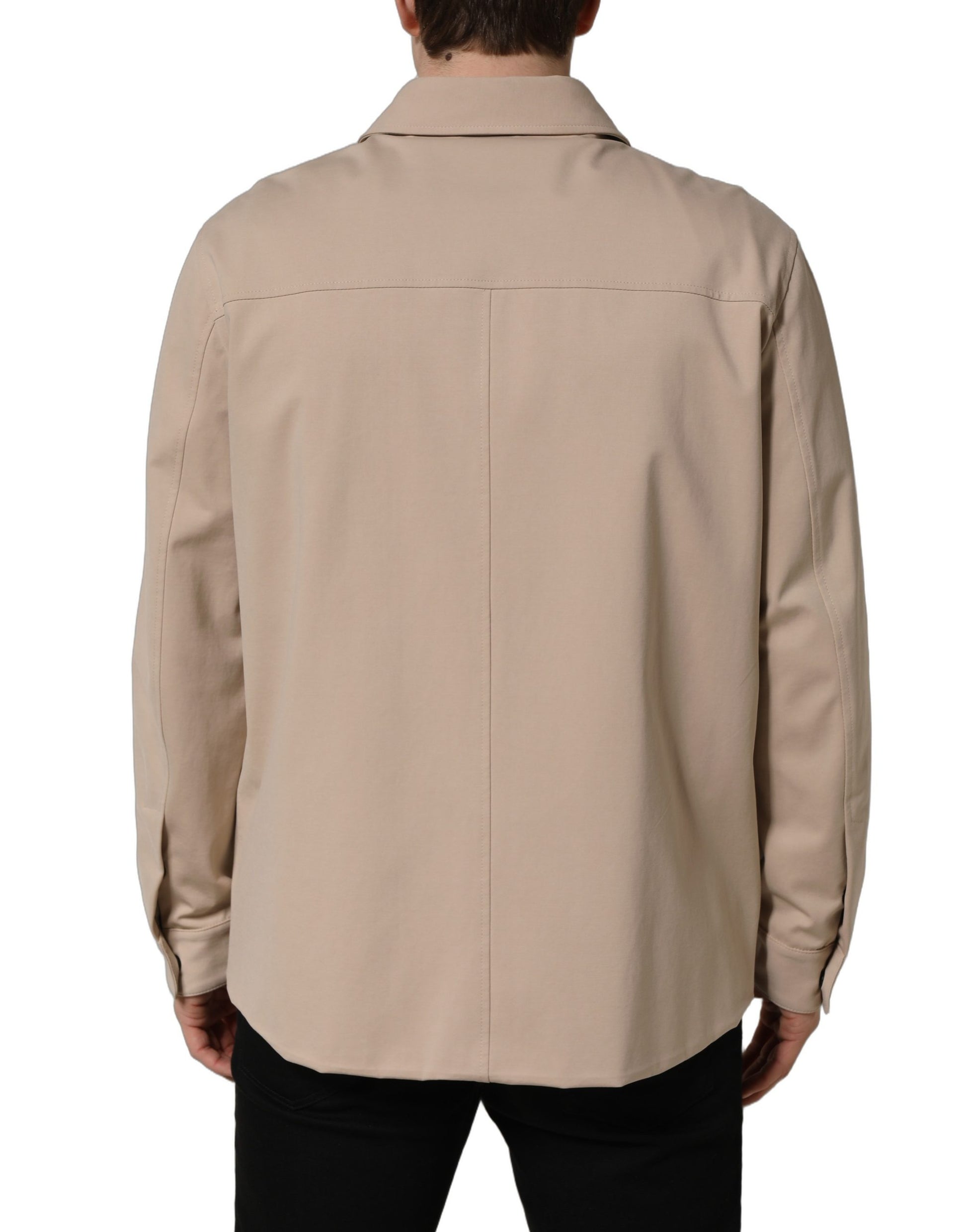 Dolce & Gabbana Beige Logo Overshirt - Elevated Casual Elegance