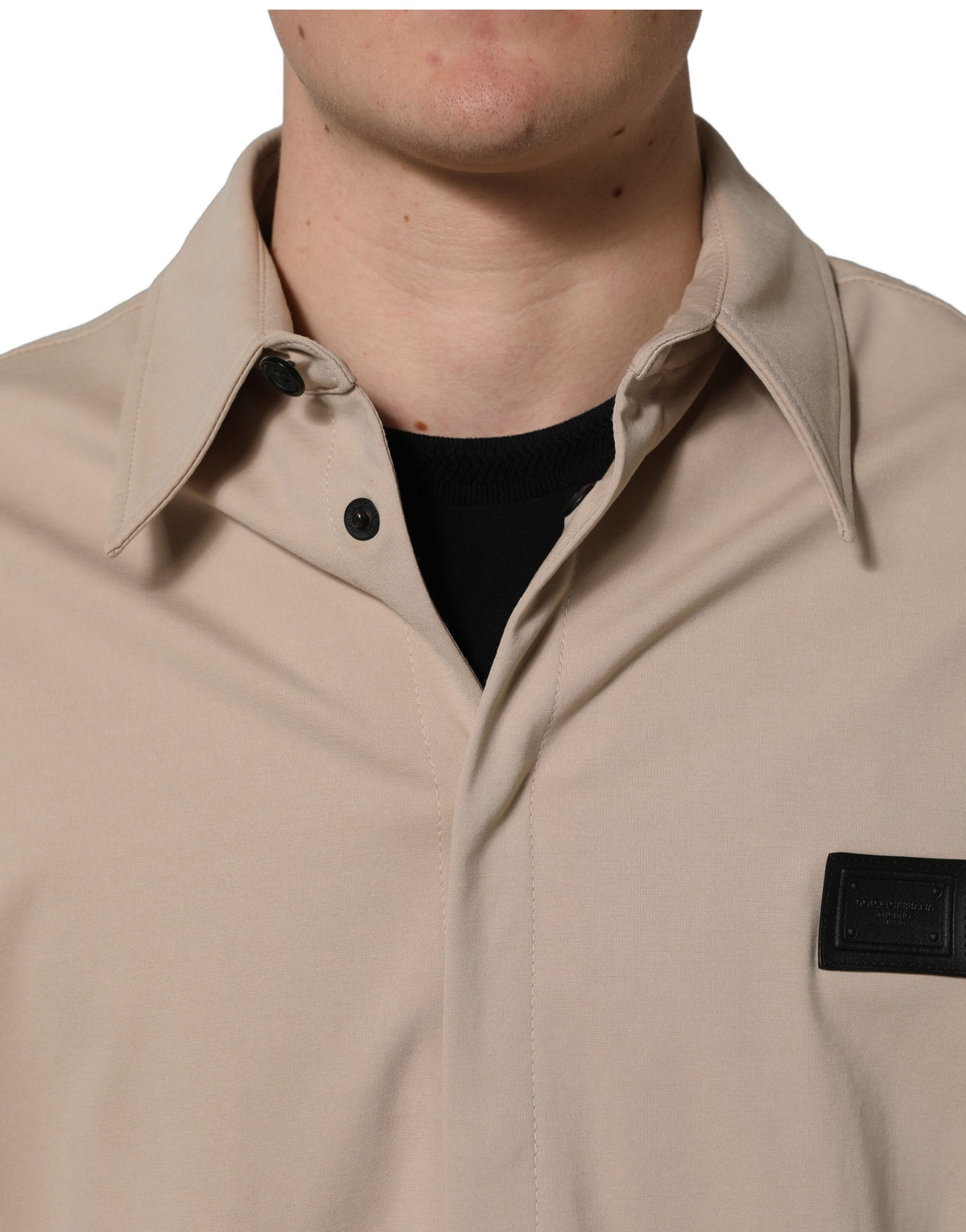 Dolce & Gabbana Beige Logo Overshirt - Elevated Casual Elegance