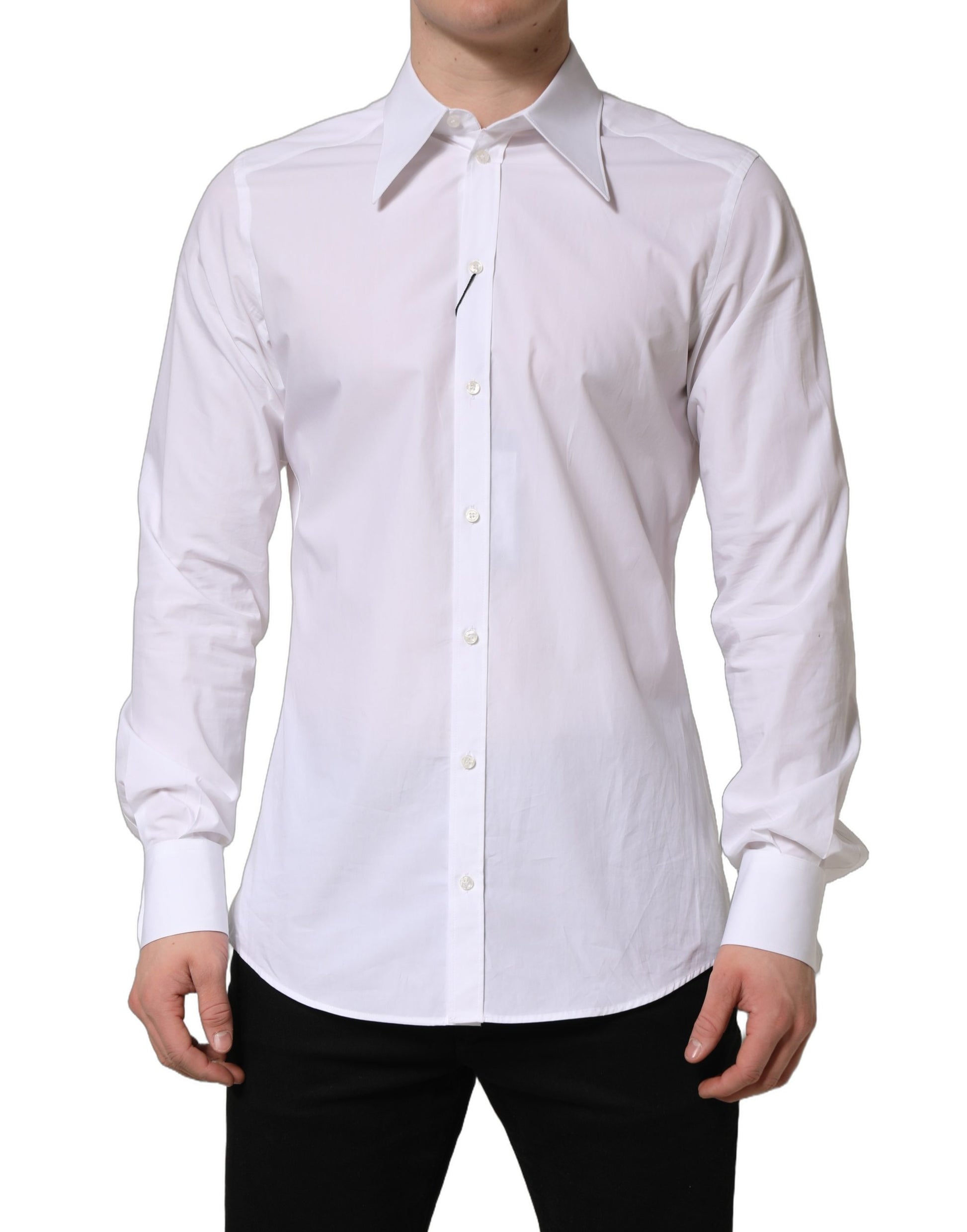 Dolce & Gabbana MARTINI Long Sleeves Men Dress Shirt in White