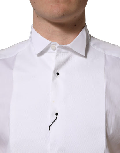 Dolce & Gabbana White Cotton MARTINI Sleeveless Men Dress Shirt