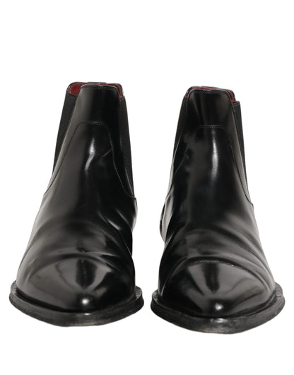 Dolce & Gabbana Black Chelsea Slip On Men Ankle Boots Shoes