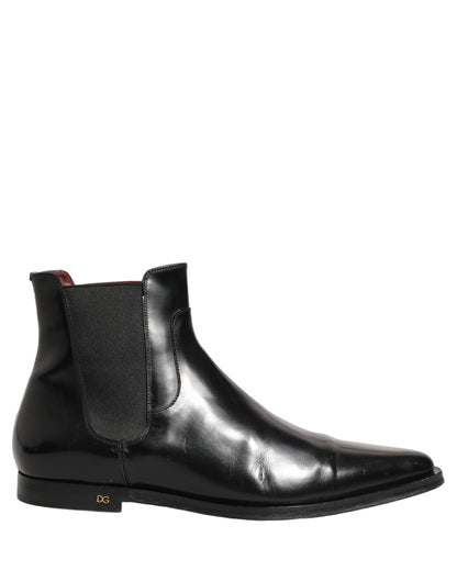 Dolce & Gabbana Black Chelsea Slip On Men Ankle Boots Shoes