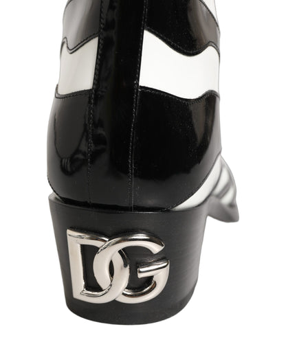 Dolce & Gabbana Black and White Zebra Knee High Men's Boots