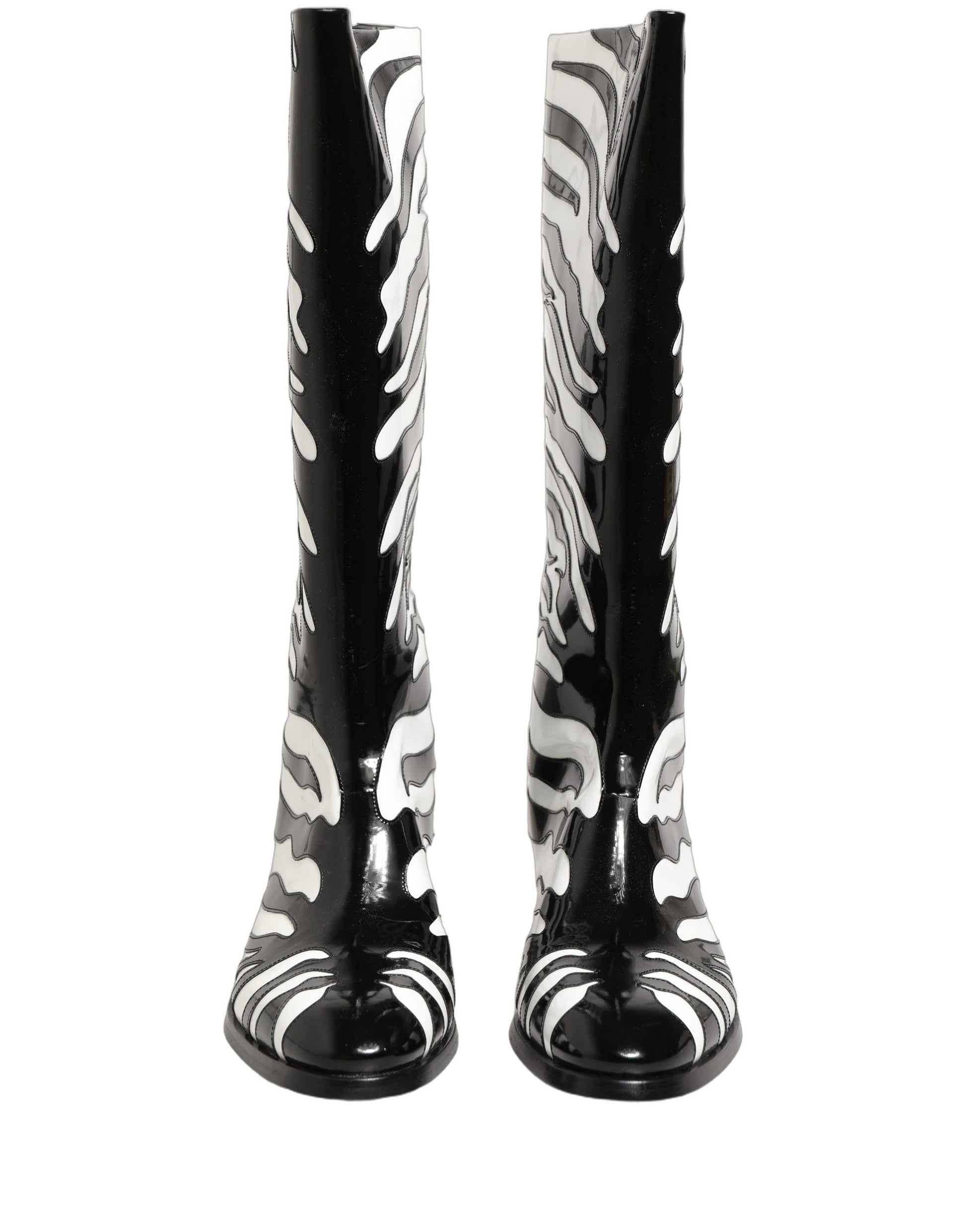 Dolce & Gabbana Black and White Zebra Knee High Men's Boots