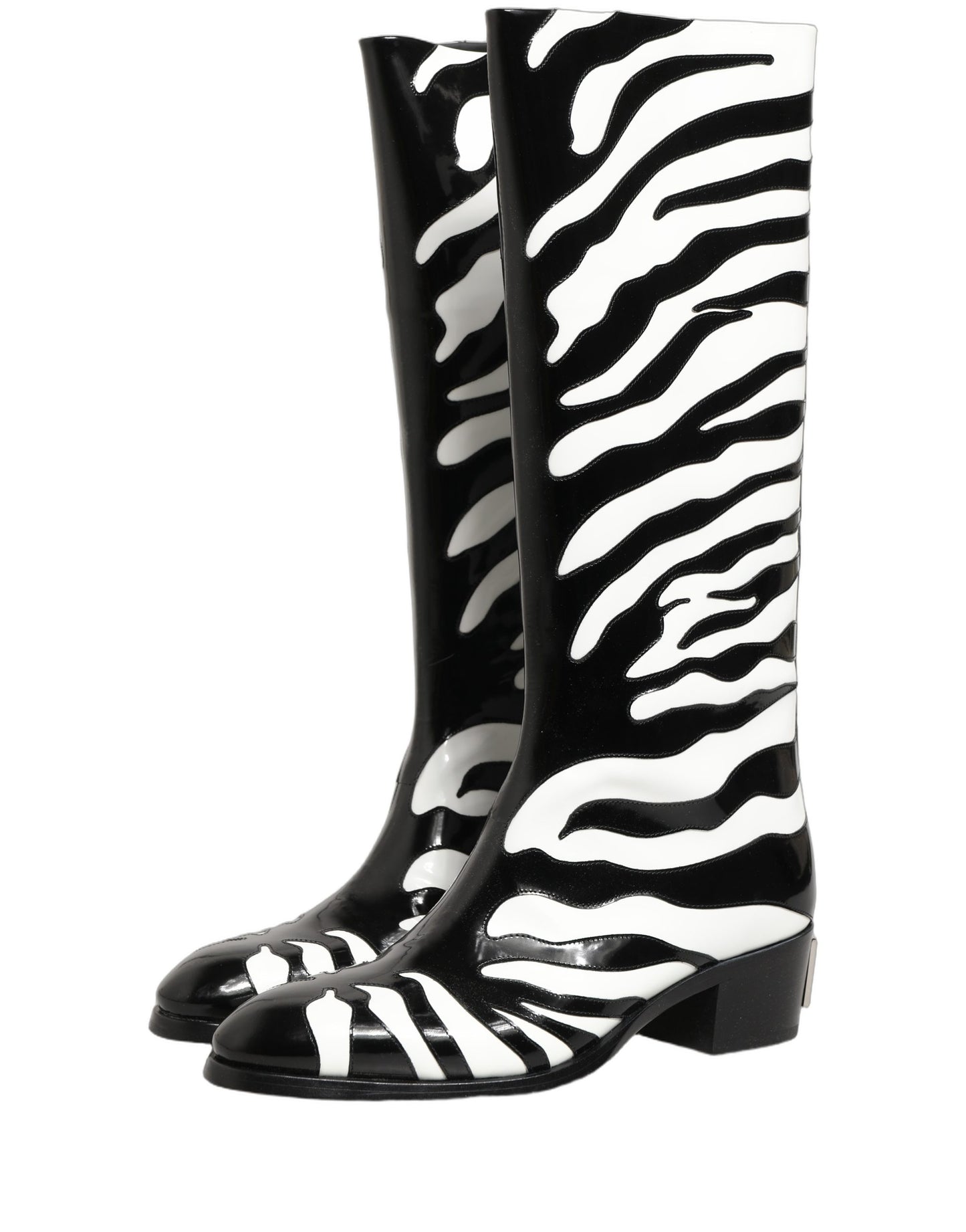 Dolce & Gabbana Black and White Zebra Knee High Men's Boots
