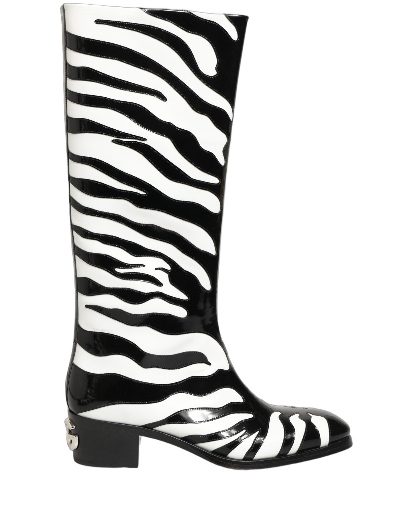 Dolce & Gabbana Black and White Zebra Knee High Men's Boots