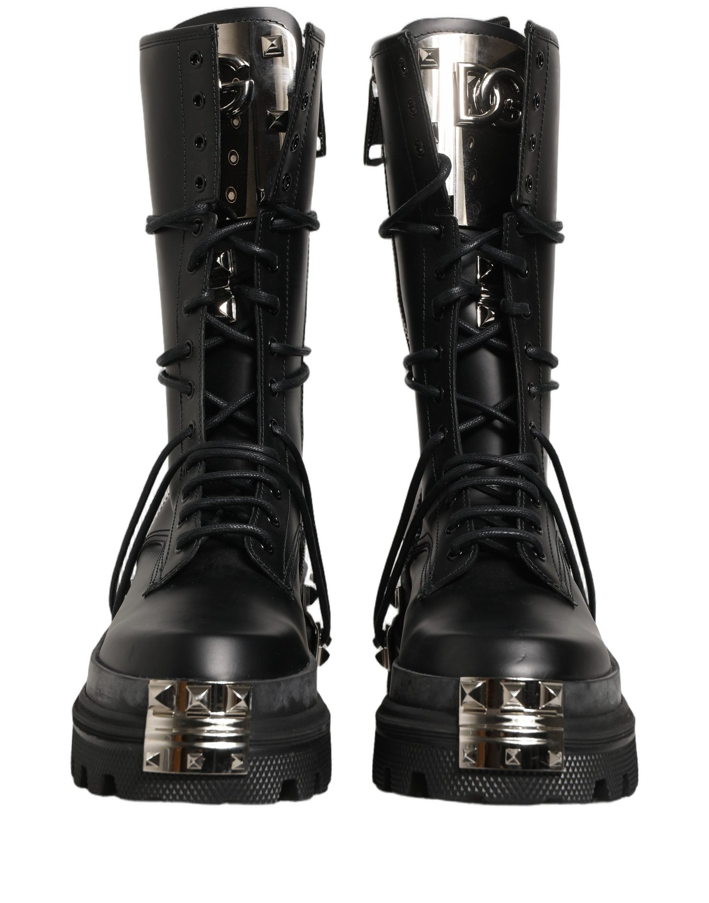 Dolce & Gabbana Black Stud Platform Combat High Boots