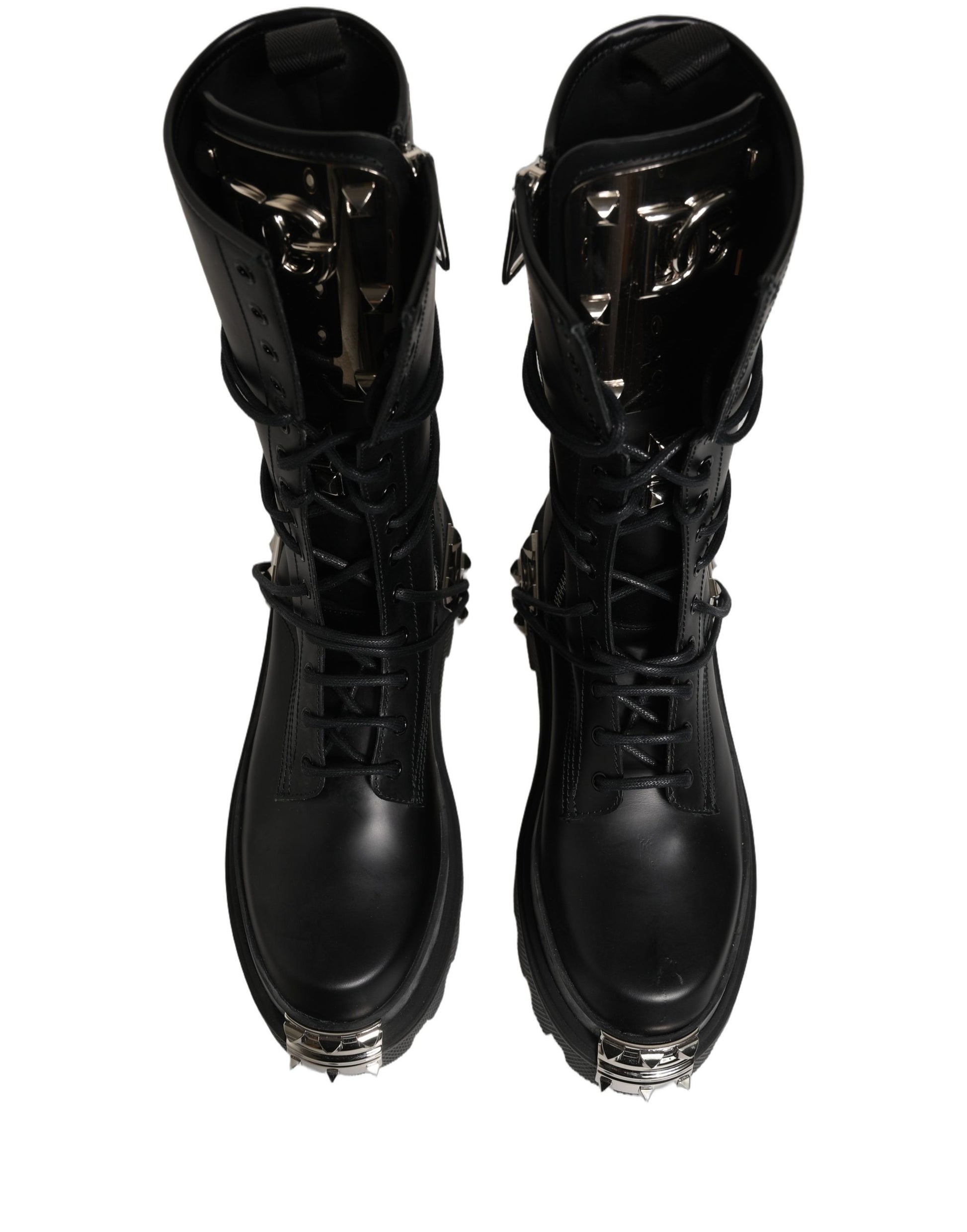 Dolce & Gabbana Black Stud Platform Combat High Boots