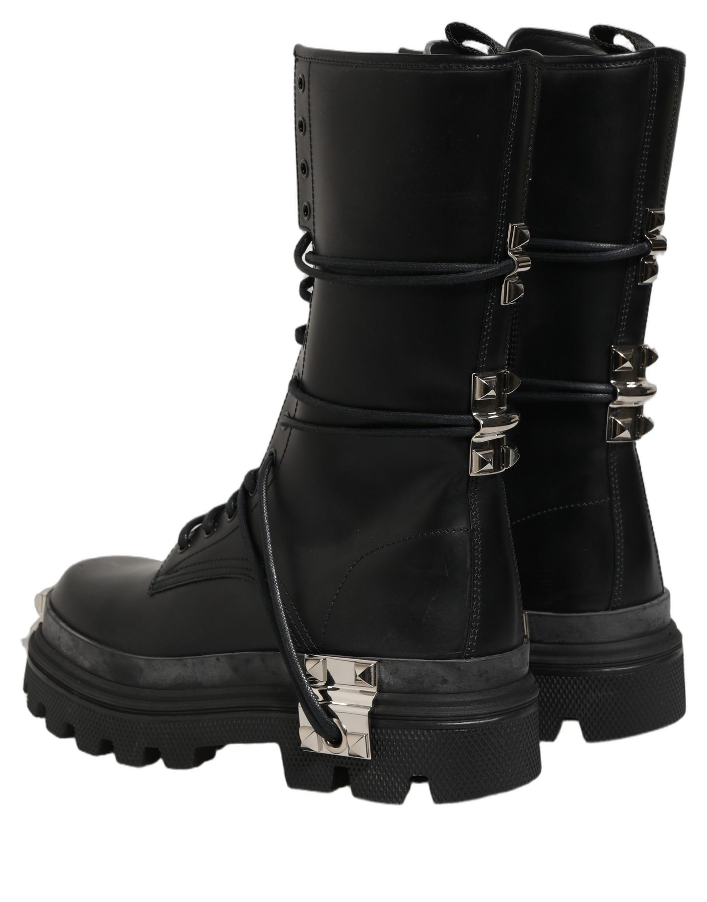 Dolce & Gabbana Black Stud Platform Combat High Boots