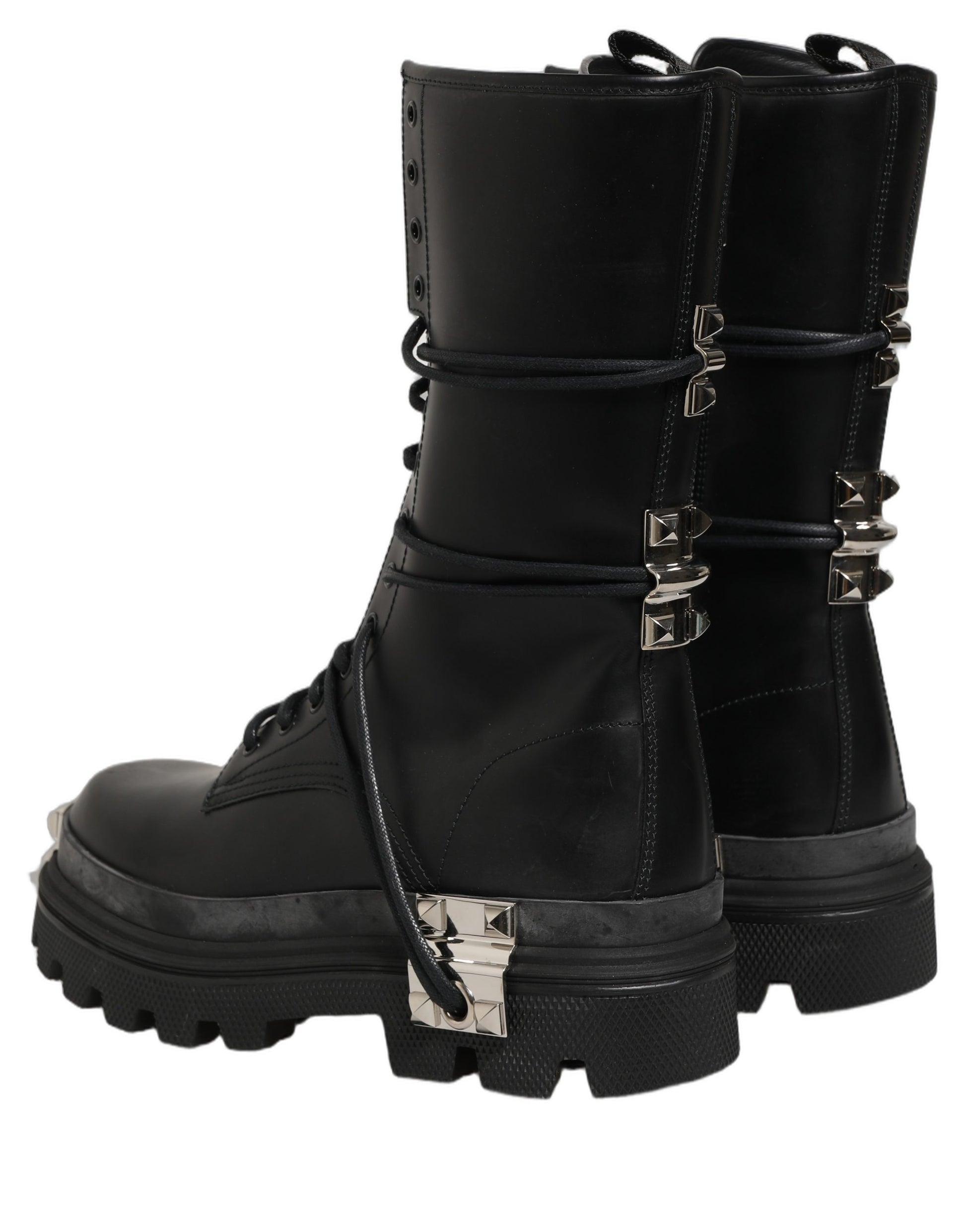 Dolce & Gabbana Black Stud Platform Combat High Boots