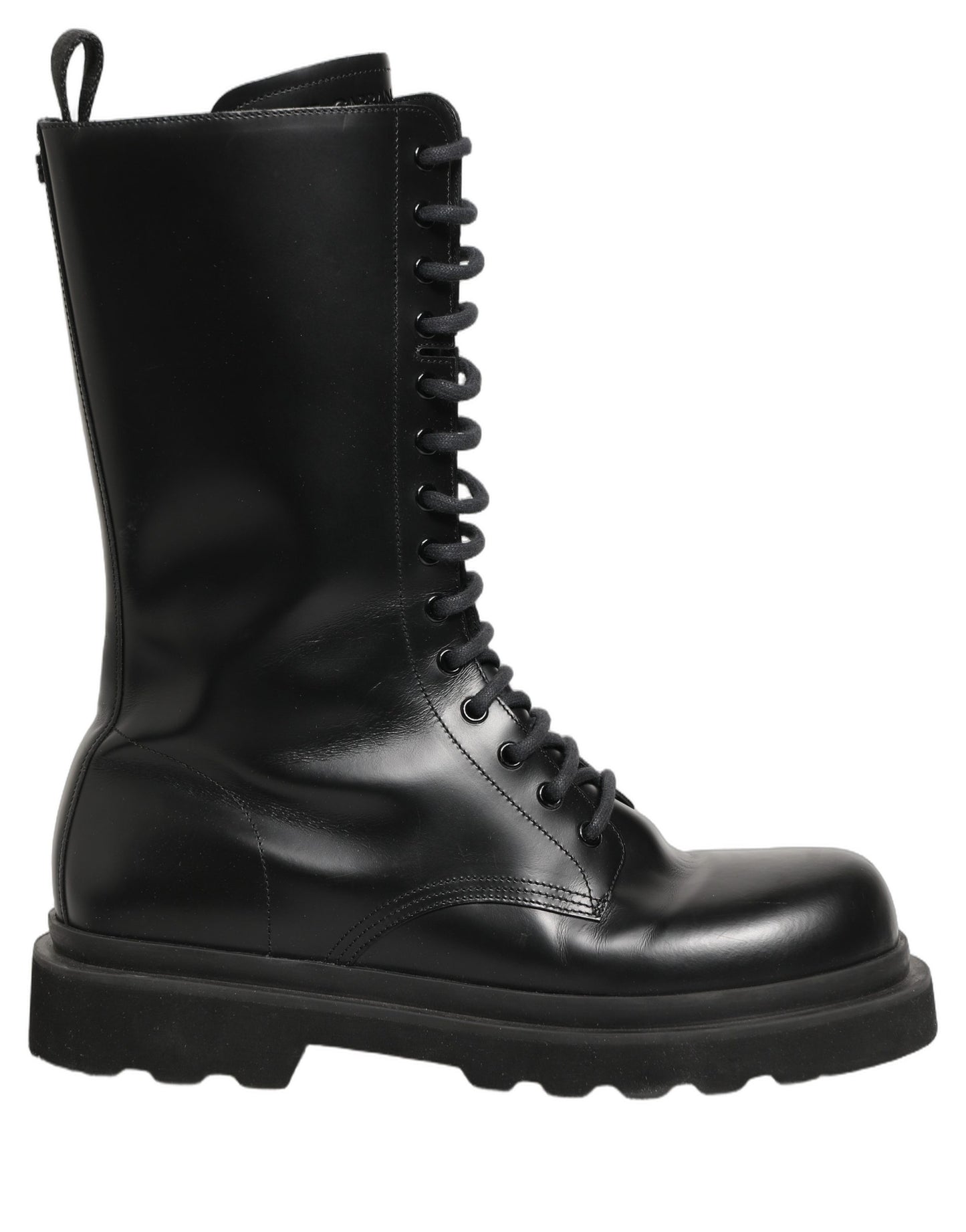 Dolce & Gabbana Black Leather Lace Up Combat Boots