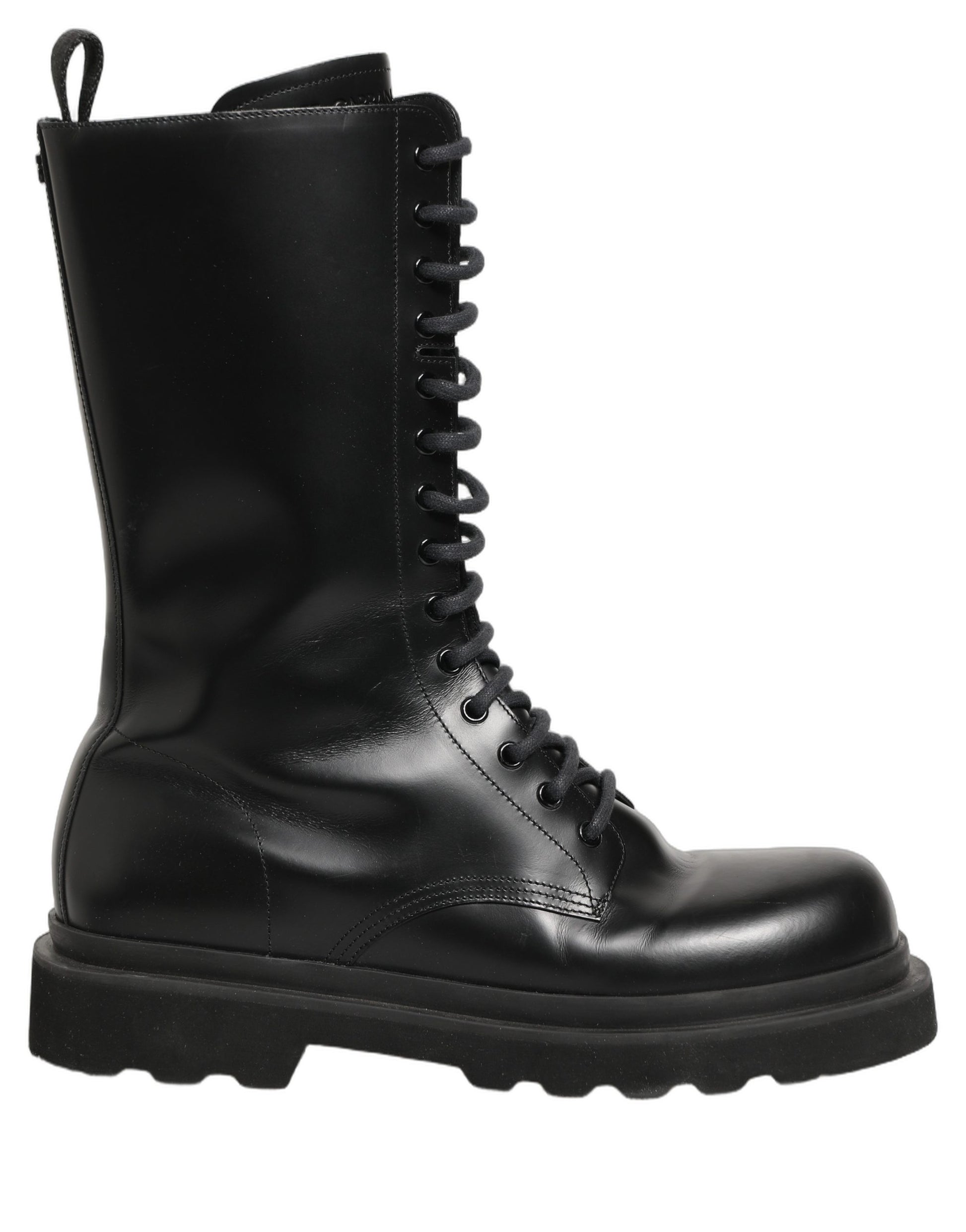 Dolce & Gabbana Black Leather Lace Up Combat Boots
