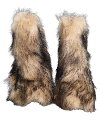Dolce & Gabbana Brown Faux Fur Mid Calf Boots
