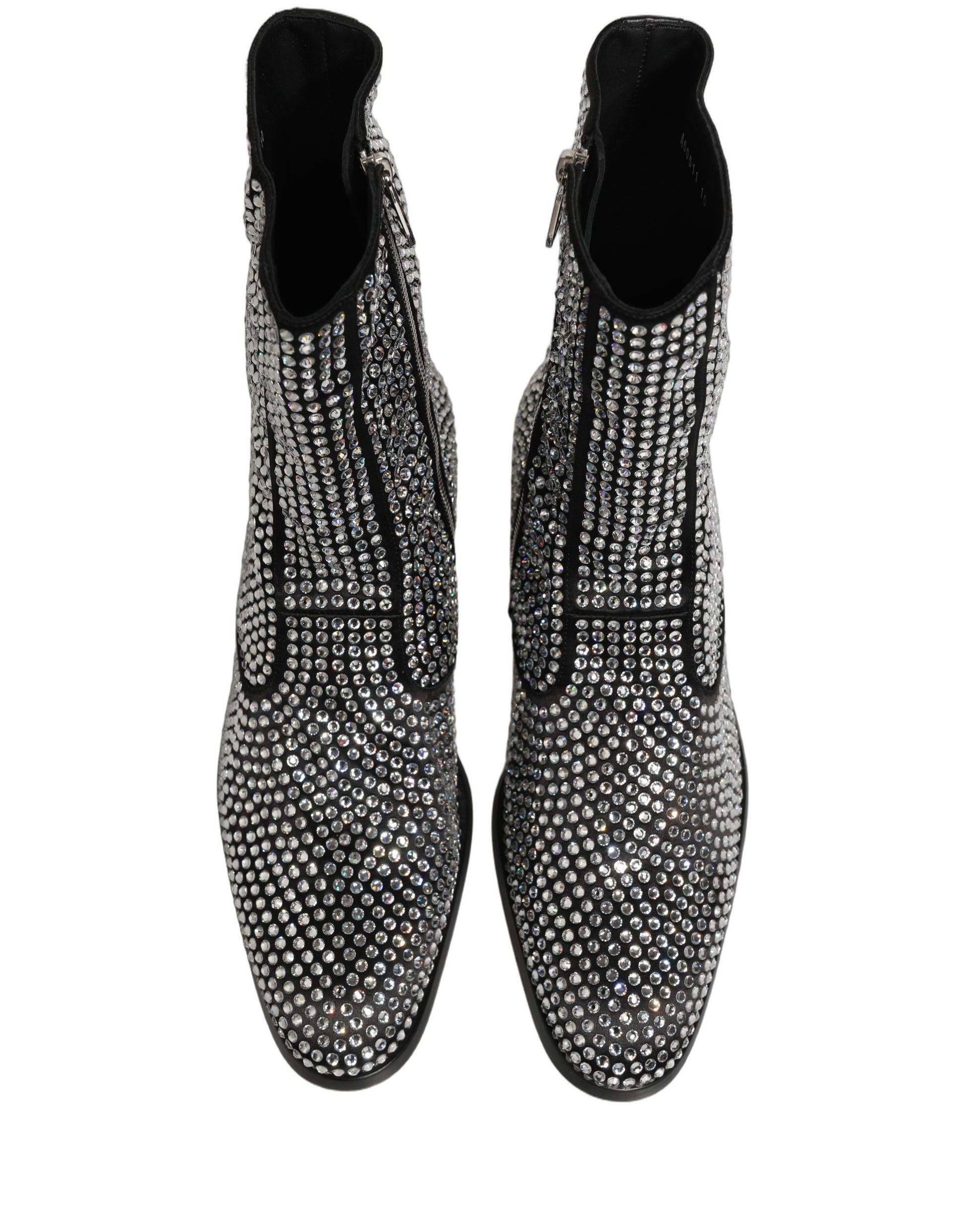 Dolce & Gabbana Black Crystal Embellished Ankle Boots