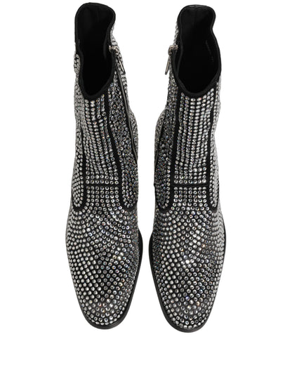 Dolce & Gabbana Black Crystal Embellished Ankle Boots