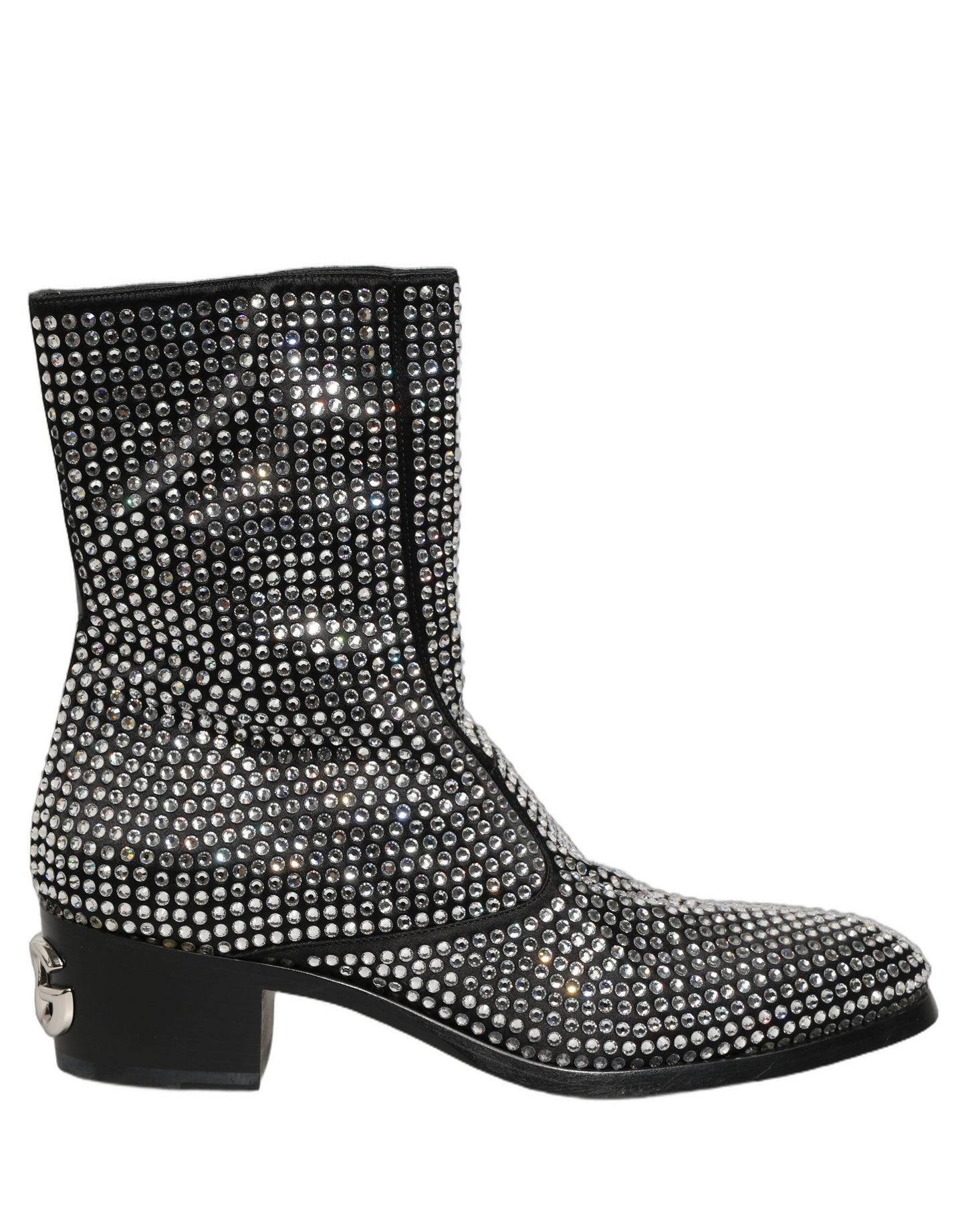 Dolce & Gabbana Black Crystal Embellished Ankle Boots