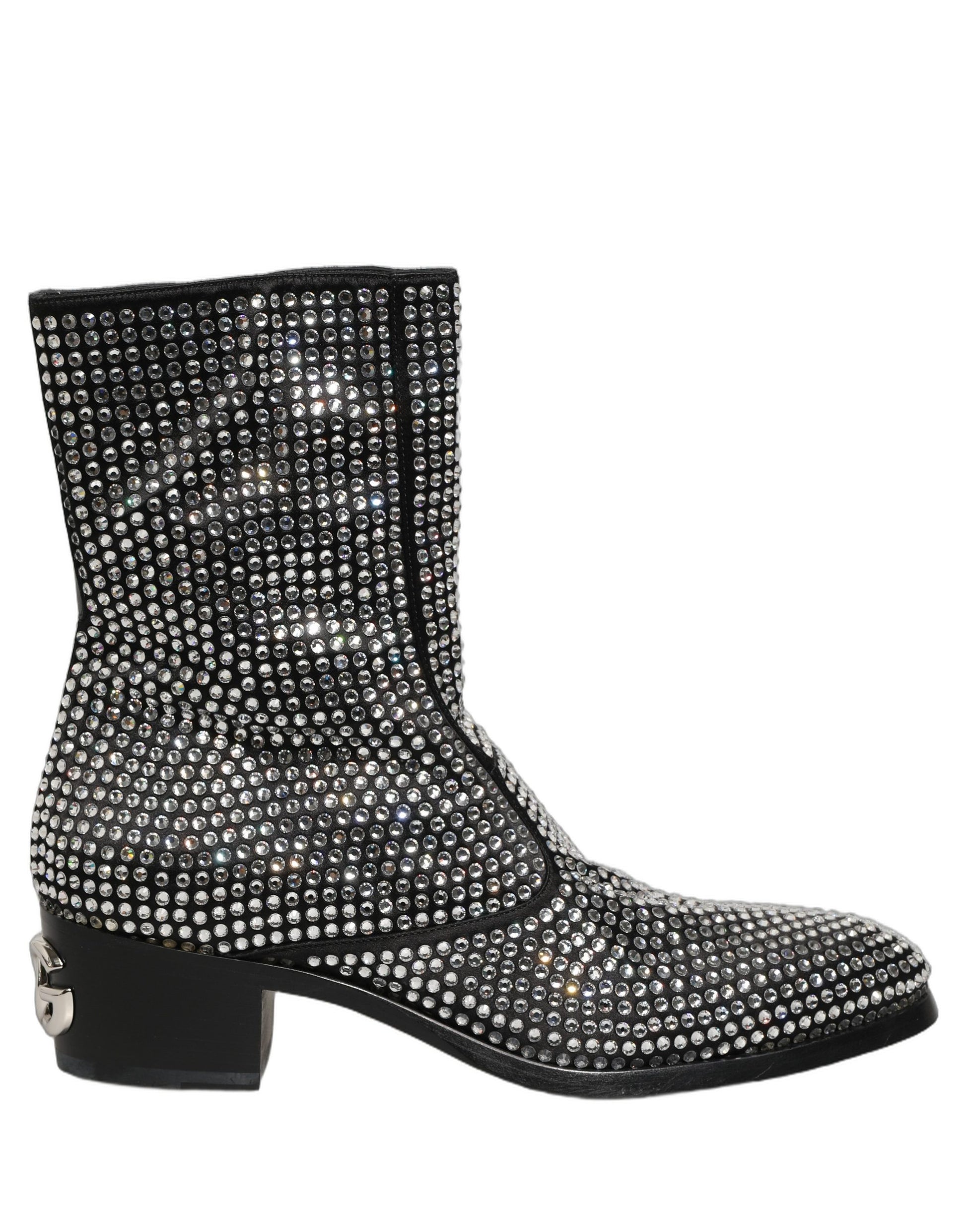 Dolce & Gabbana Black Crystal Embellished Ankle Boots