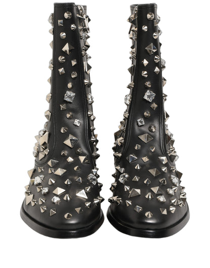 Dolce & Gabbana Black Crystal Embellished Short Boots