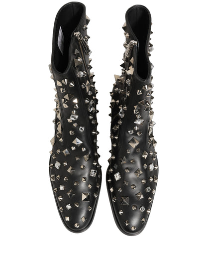 Dolce & Gabbana Black Crystal Embellished Short Boots