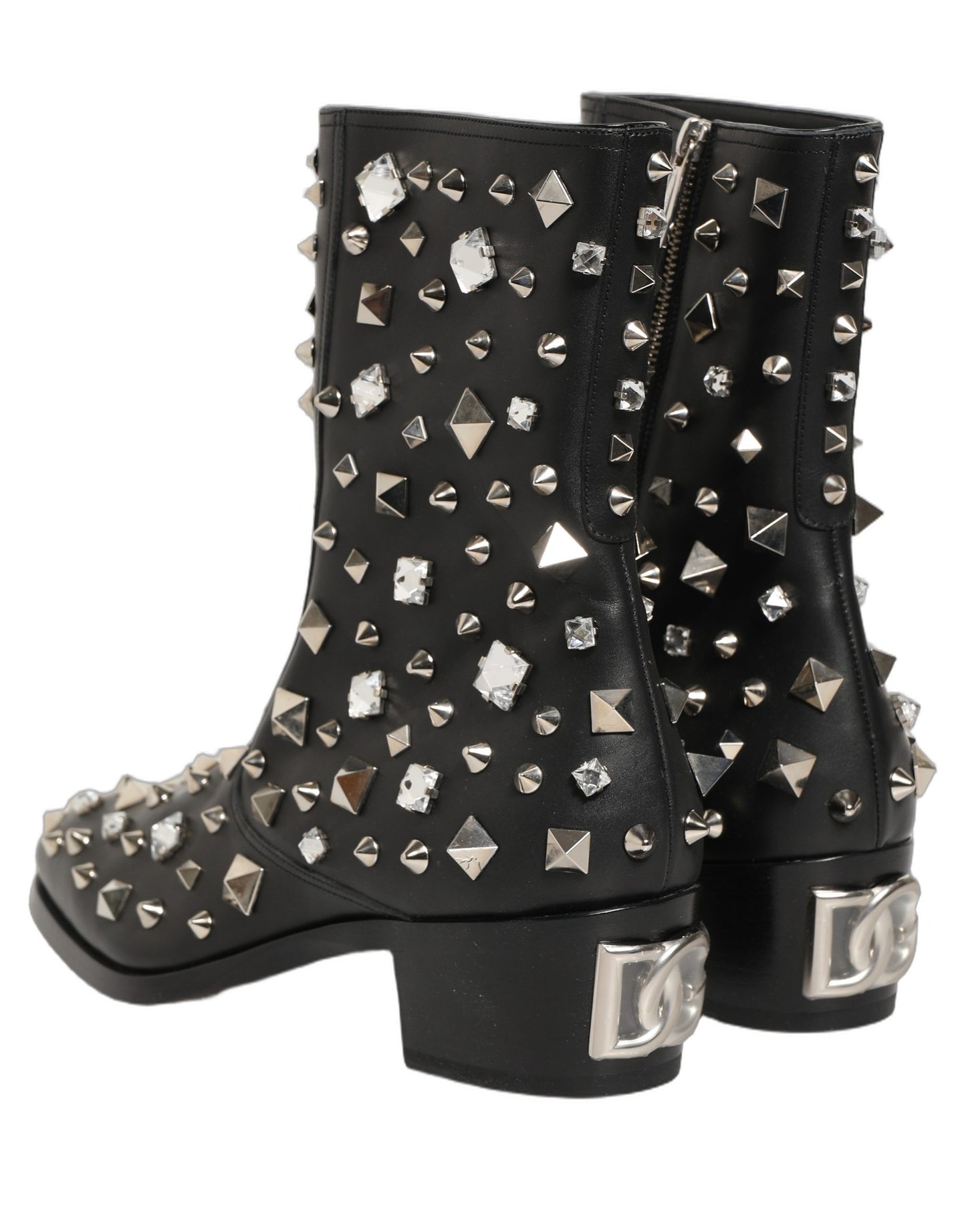 Dolce & Gabbana Black Crystal Embellished Short Boots