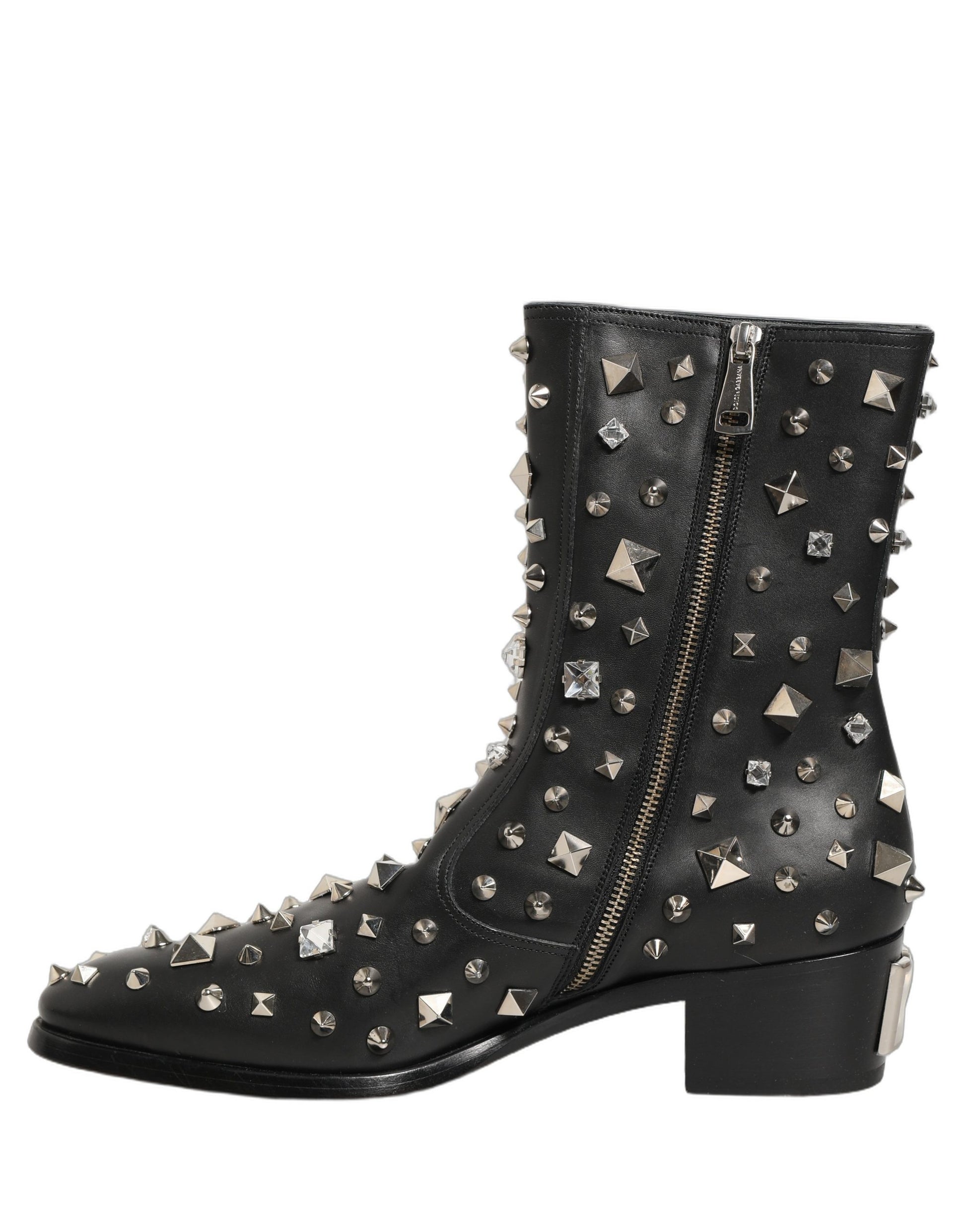 Dolce & Gabbana Black Crystal Embellished Short Boots