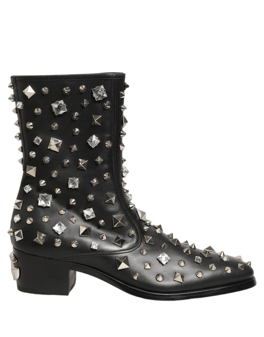Dolce & Gabbana Black Crystal Embellished Short Boots