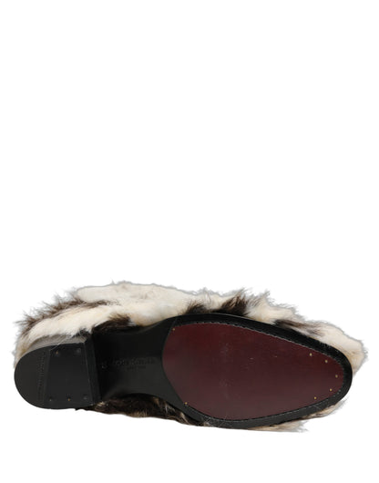 Dolce & Gabbana Multicolor Knee High Faux Fur Boots