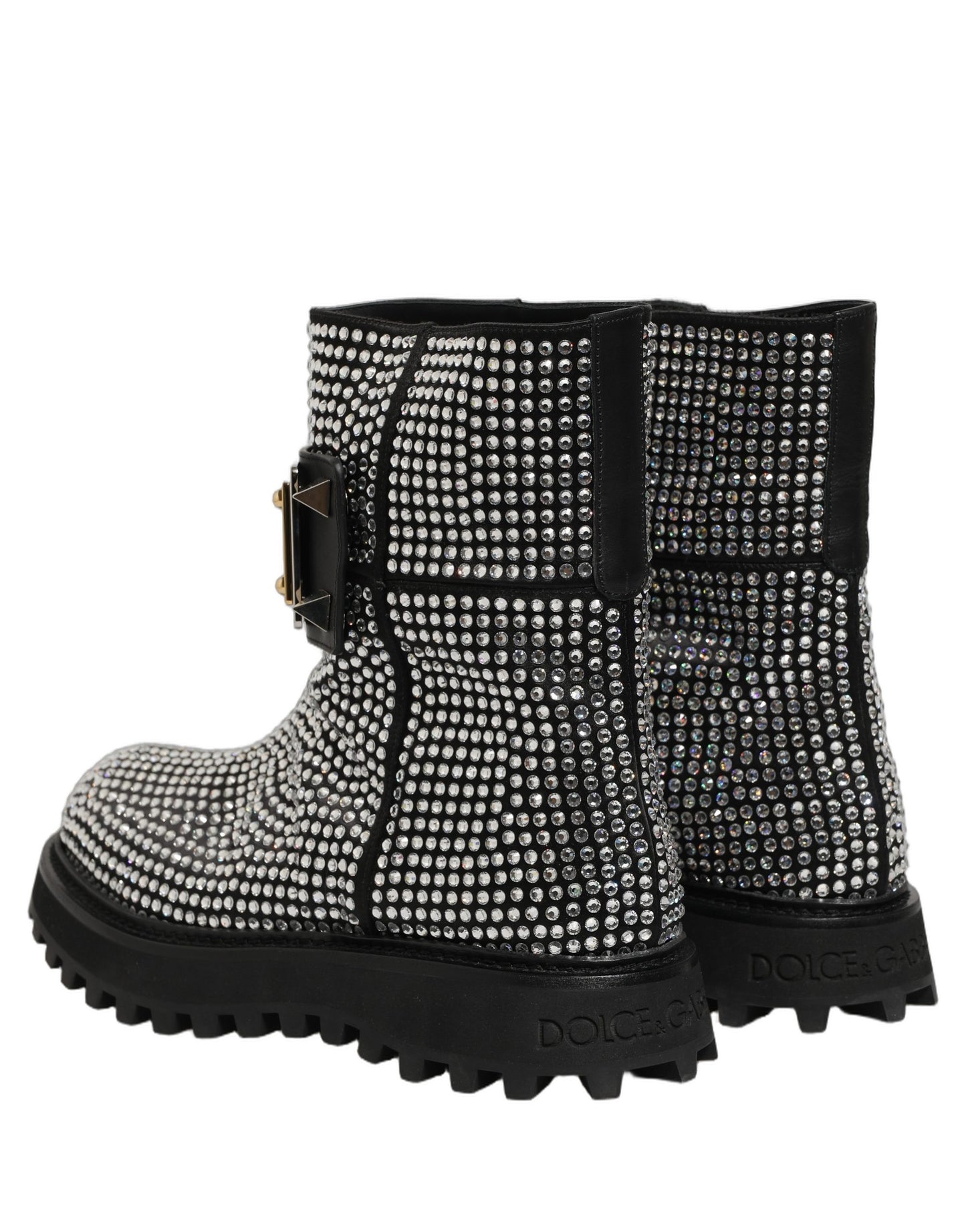 Dolce & Gabbana Black Crystal Embellished Ankle Boots