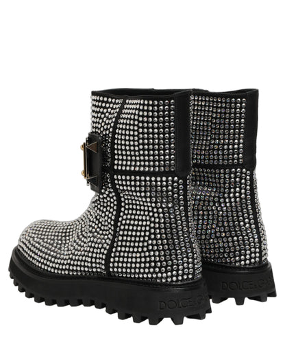 Dolce & Gabbana Black Crystal Embellished Ankle Boots