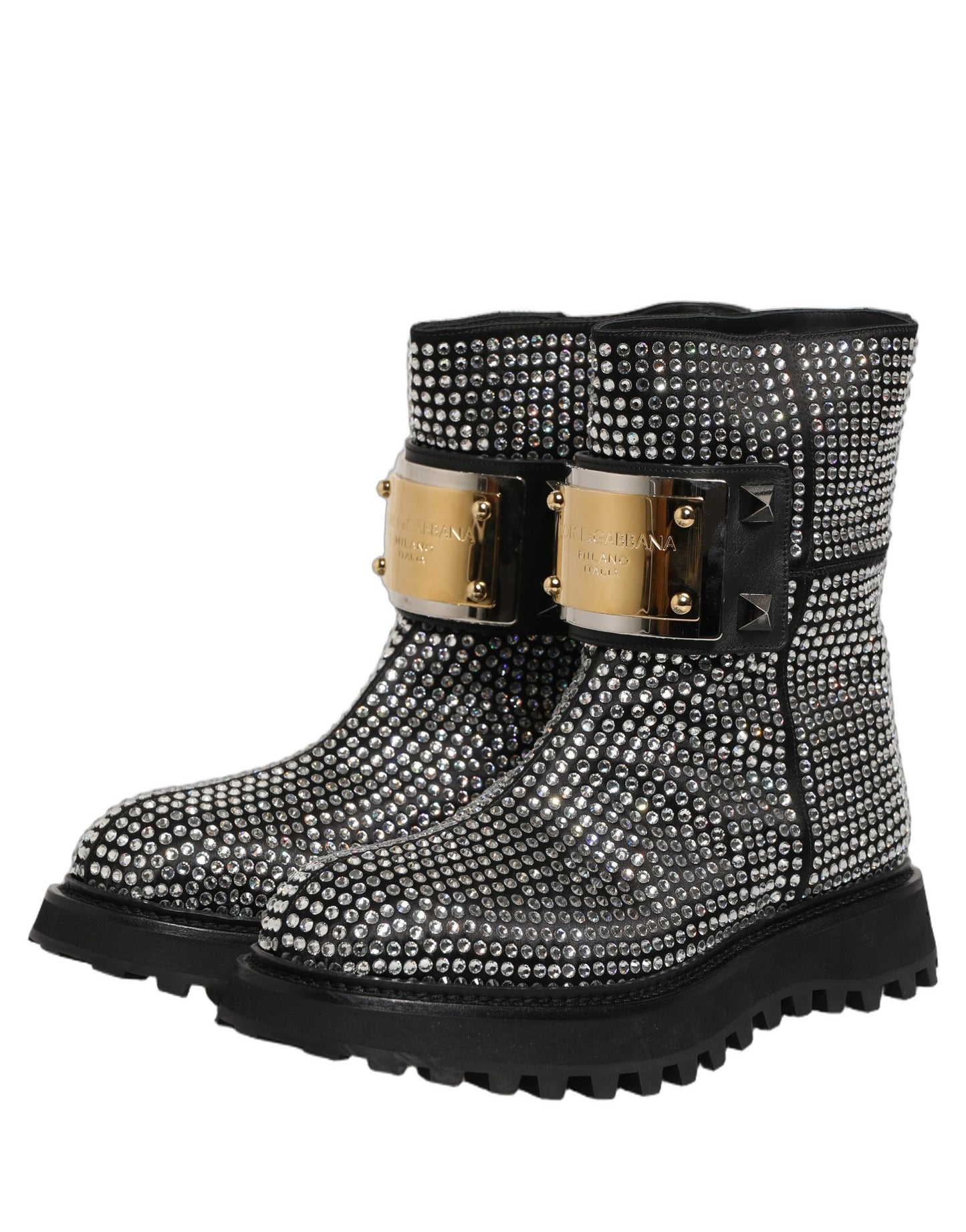 Dolce & Gabbana Black Crystal Embellished Ankle Boots