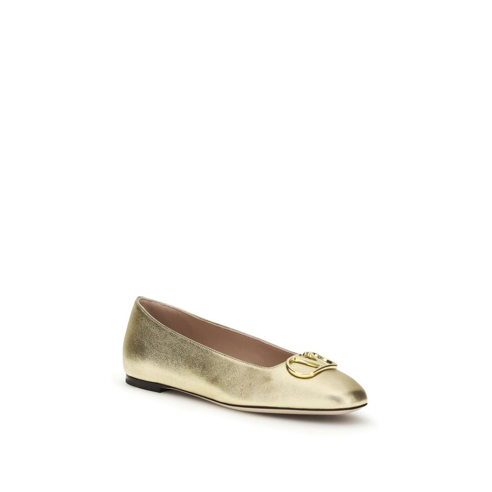 Valentino Garavani Gold Nappa Leather Ballet Flats