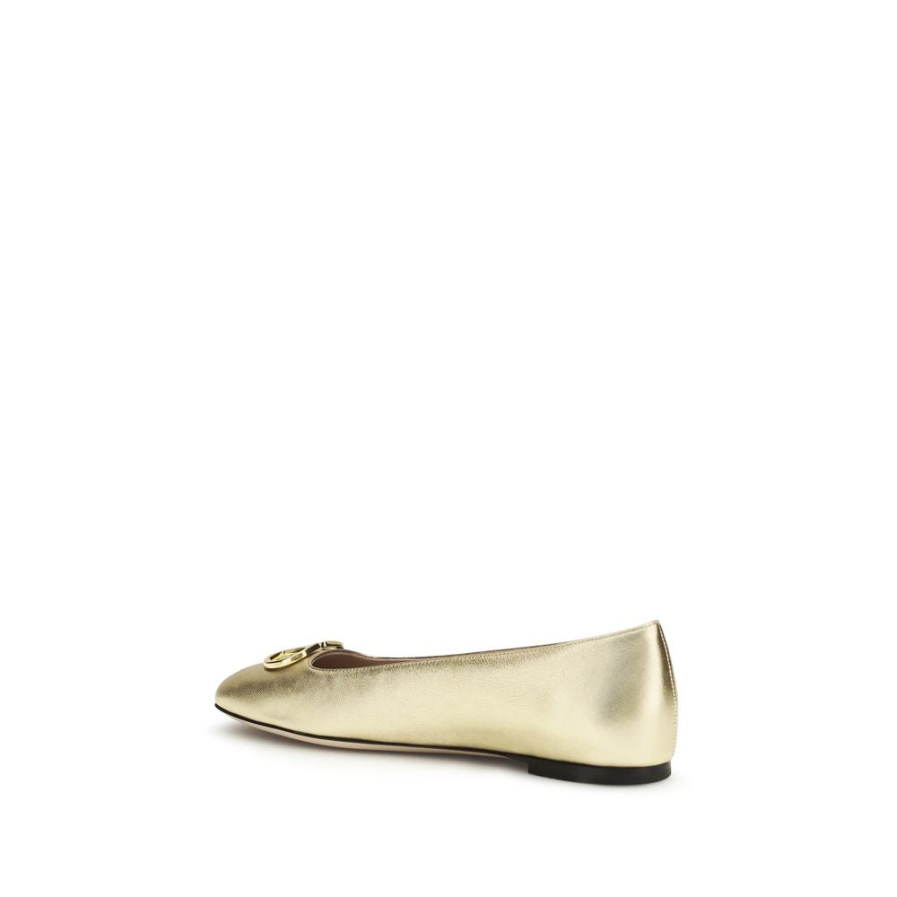 Valentino Garavani Gold Nappa Leather Ballet Flats