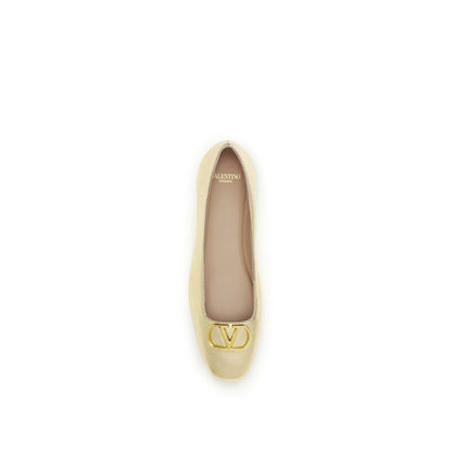 Valentino Garavani Gold Nappa Leather Ballet Flats