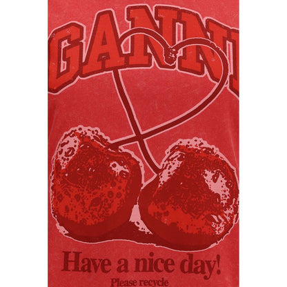 Ganni Red Have a Nice Day Cherry Cotton T-Shirt