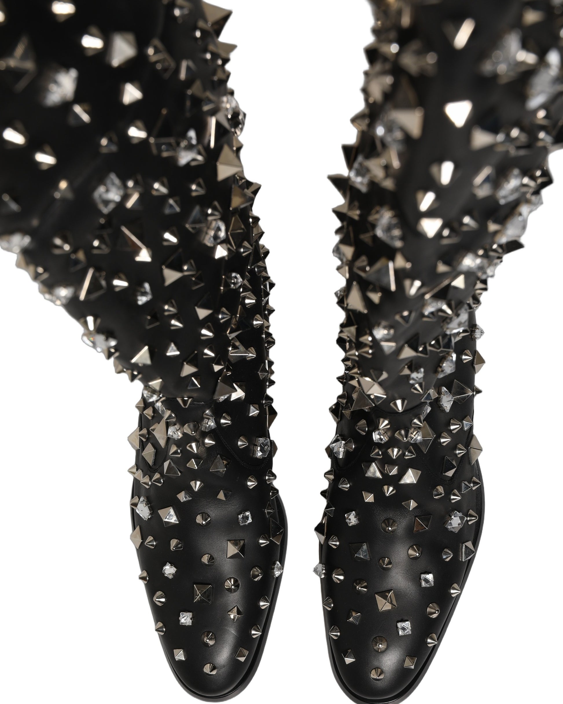 Dolce & Gabbana Black Crystal Embellished High Boots