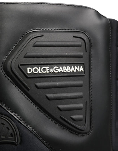 Dolce & Gabbana Black Leather Biker Mid Calf Boots