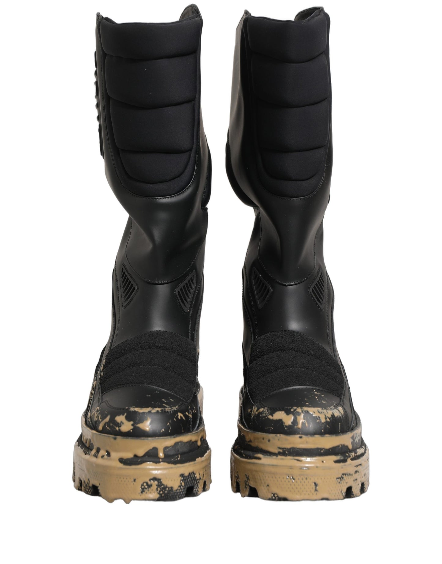 Dolce & Gabbana Black Leather Biker Mid Calf Boots