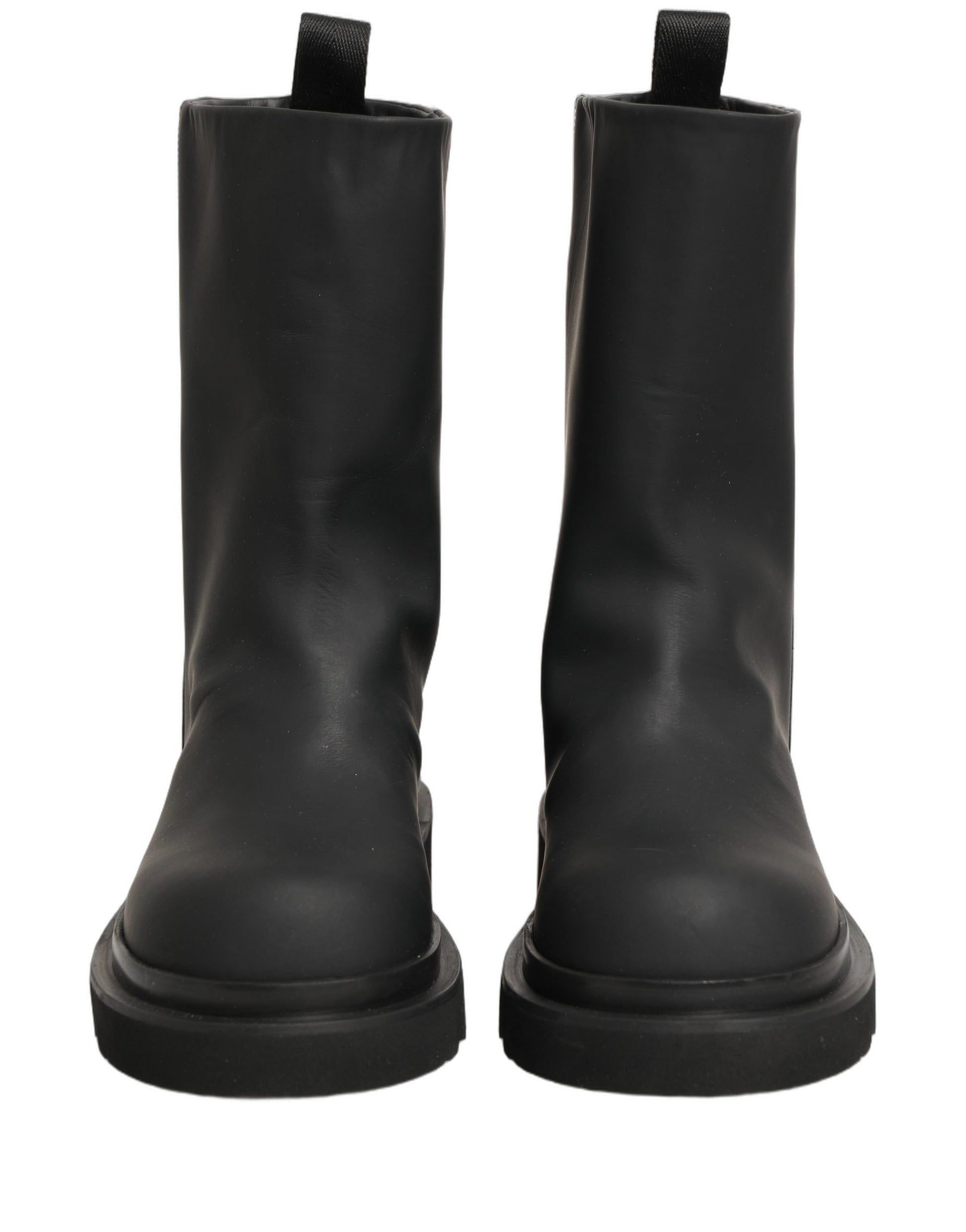 Dolce & Gabbana Black Leather Mid Calf Chunky Boots for Men