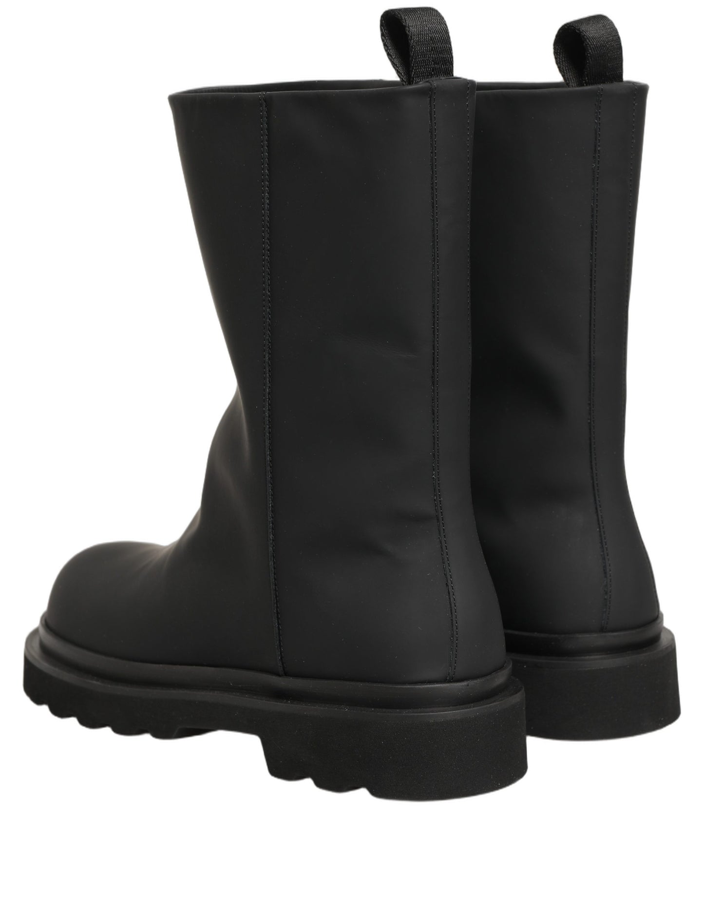 Dolce & Gabbana Black Leather Mid Calf Chunky Boots for Men