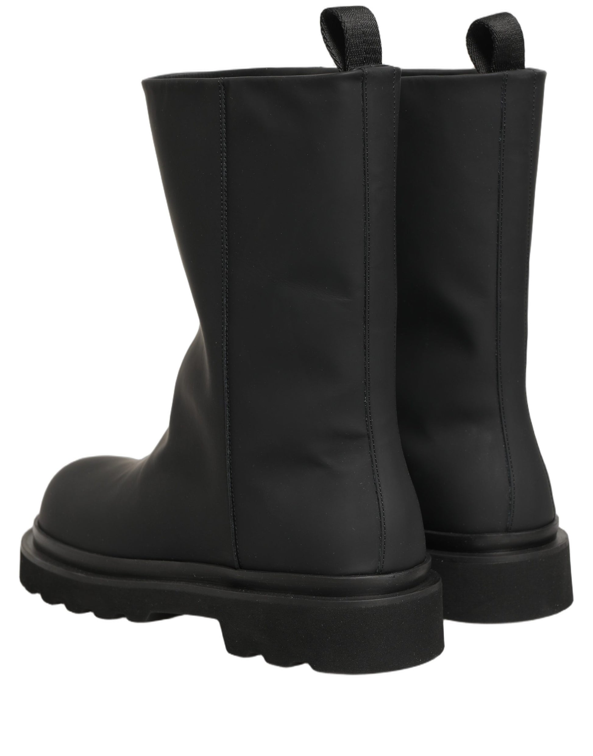 Dolce & Gabbana Black Leather Mid Calf Chunky Boots for Men