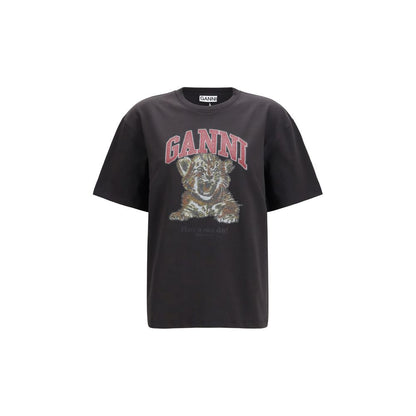 Ganni Black Cotton Baby Tiger T-Shirt